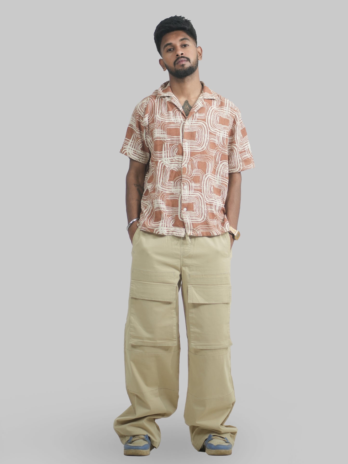 Men Wide Leg 6 Pockets Cargo Pants