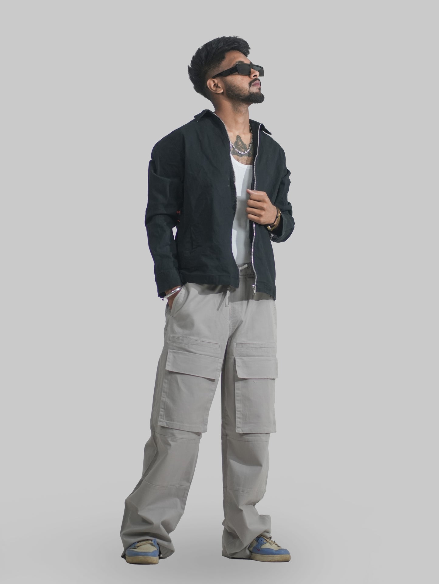 Men Wide Leg 6 Pockets Cargo Pants