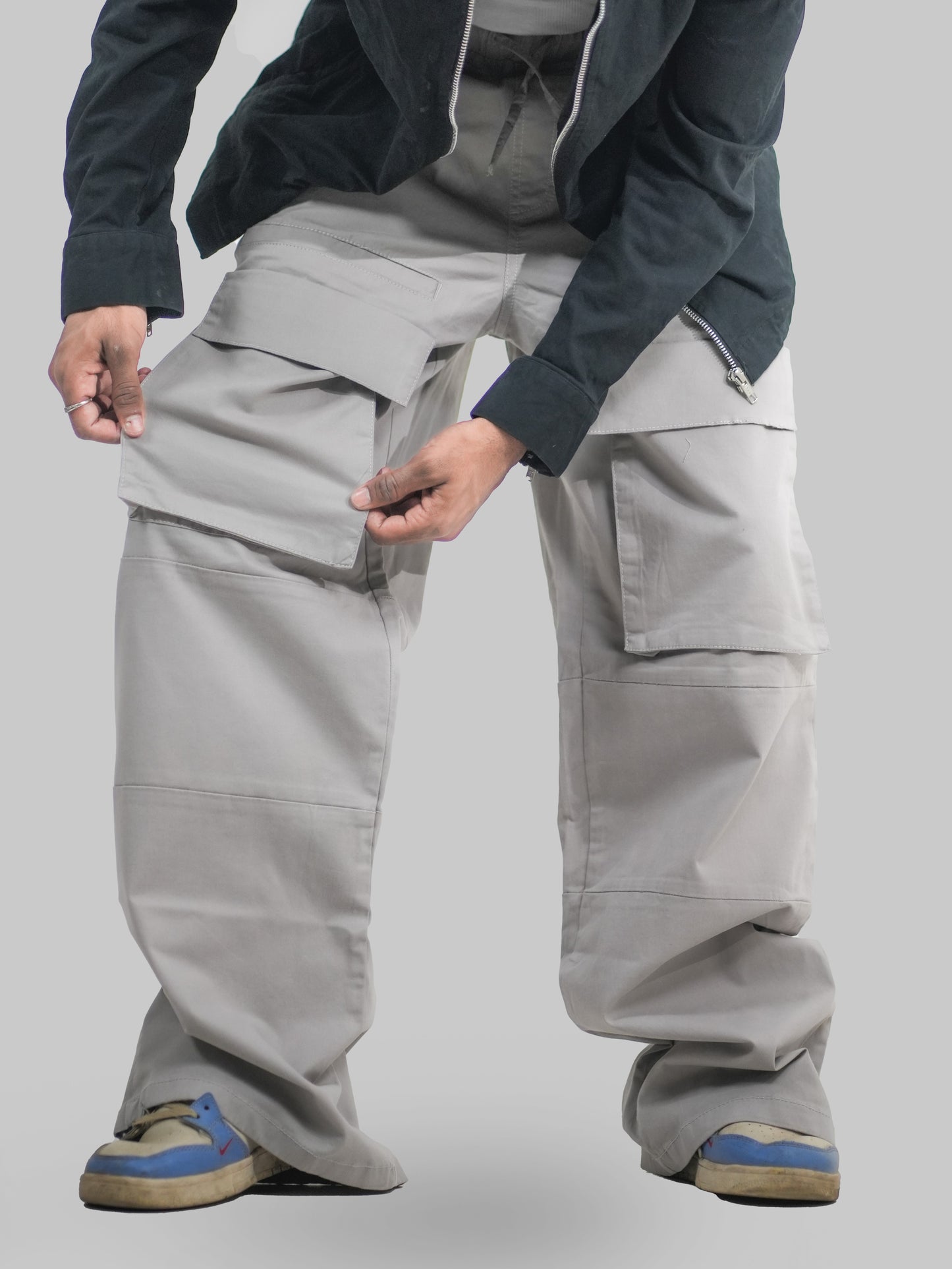 Men Wide Leg 6 Pockets Cargo Pants