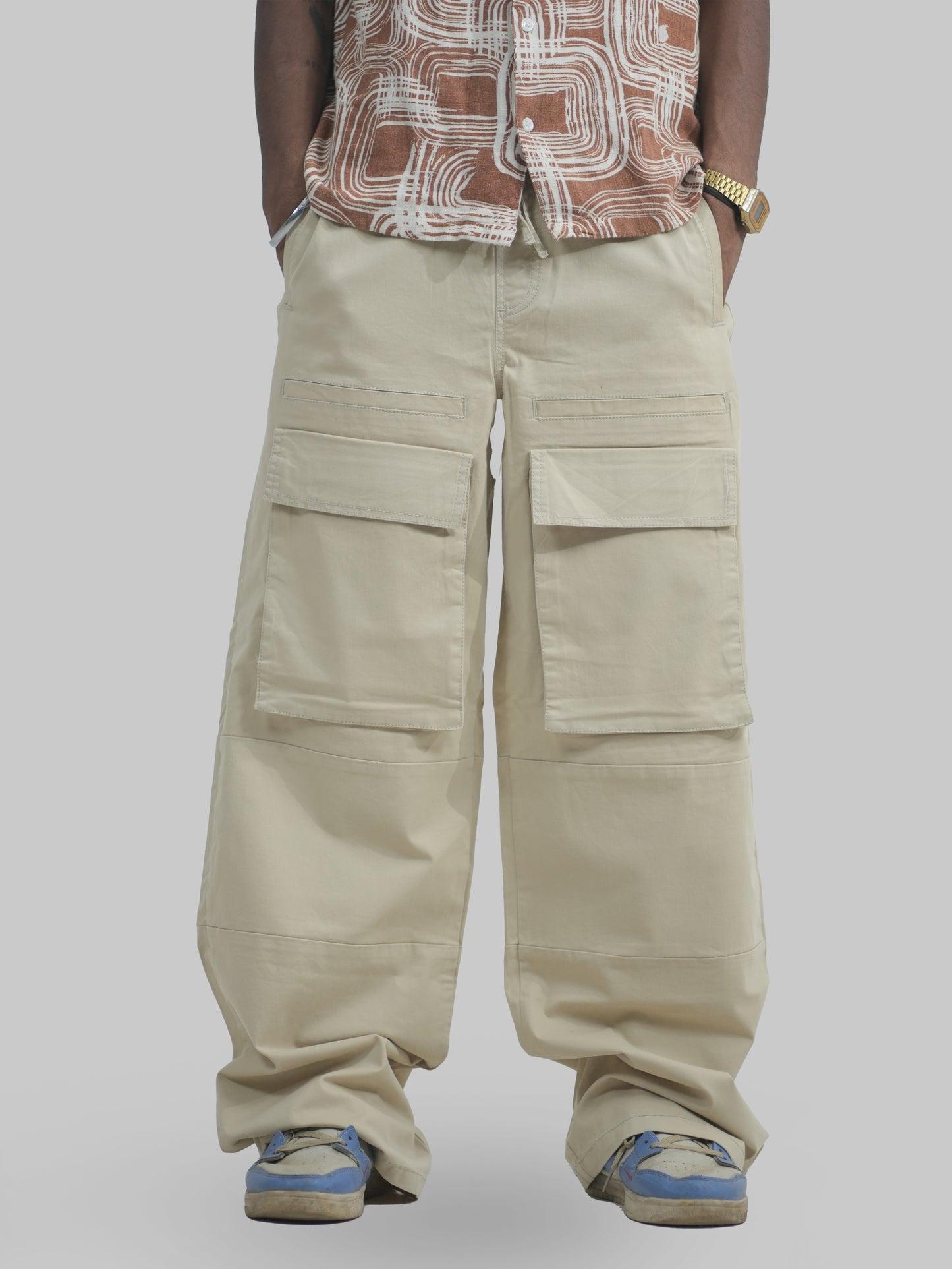 Men Wide Leg 6 Pockets Cargo Pants