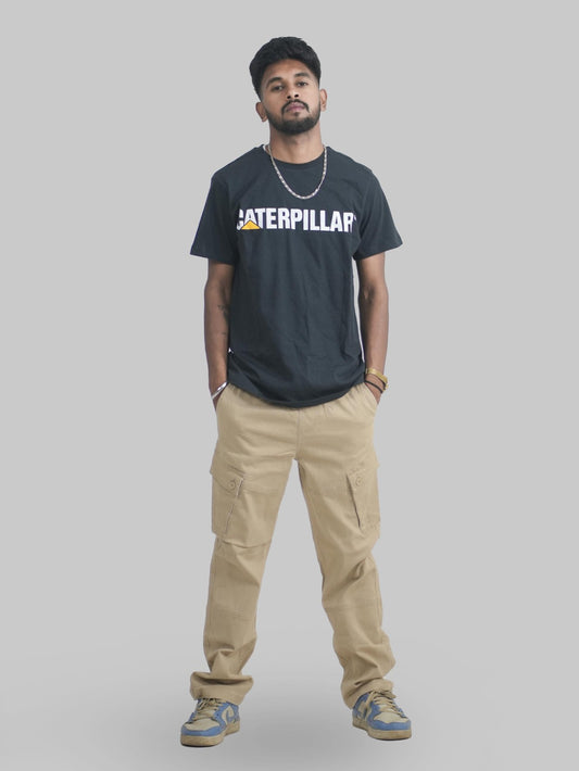 Men Beige Straight Leg Cargo Pants