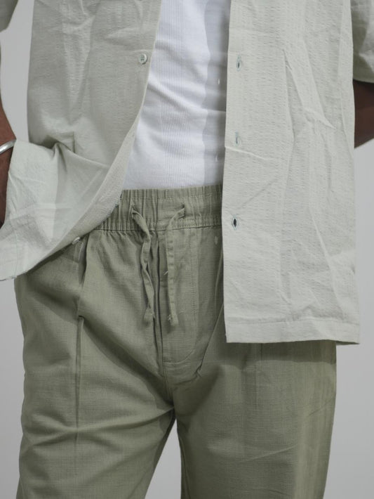 Malachi Men Linen Relaxed Fit Trousers Olive